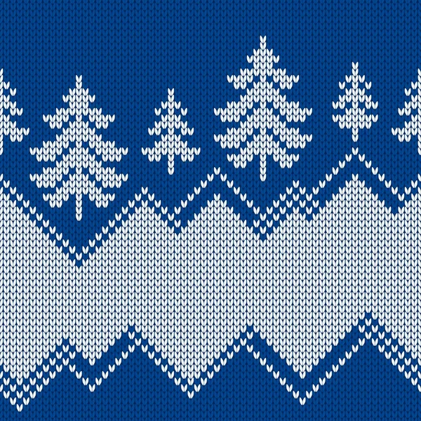 Зимний Свитер Рождественскими Елками Сугробами Норвежский Бесшовный Вязальный Узор Дизайн — стоковый вектор