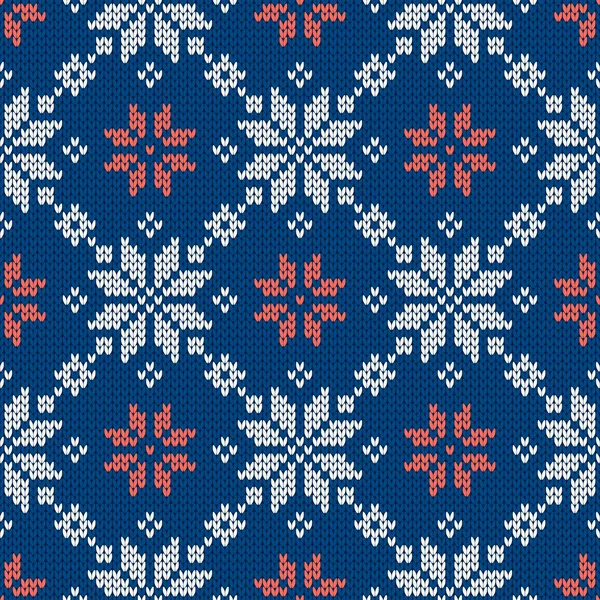 Noël Nouvel Traditionnel Tricoté Motif Sans Couture Avec Des Flocons — Image vectorielle