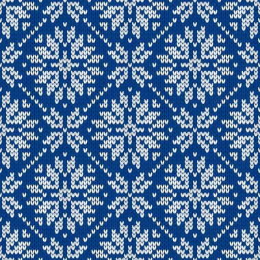 Noel ve yeni yıl geleneksel dikişsiz kar taneleri desenli. Norveç tarzı süveter. Yün dokusu. Vektör çizimi. Tatil arkaplanı.