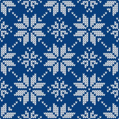 Noel ve yeni yıl geleneksel dikişsiz kar taneleri desenli. Norveç tarzı süveter. Yün dokusu. Vektör çizimi. Tatil arkaplanı.