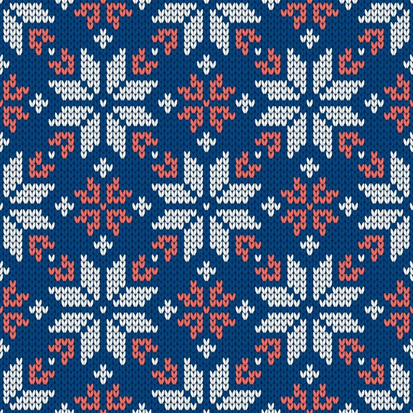 Weihnachten Und Neujahr Traditionelle Strickmuster Mit Schneeflocken Pullover Norwegischen Stil — Stockvektor