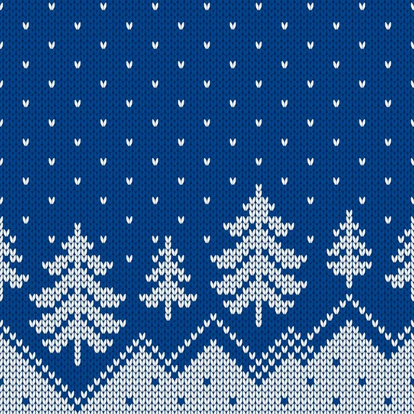 Zimní Svetr Vánočními Stromky Závějemi Sněhem Norský Bezešvý Vzor Pletení — Stockový vektor