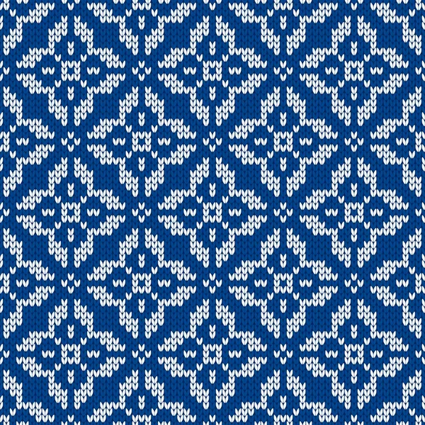 Scandinavian Knitted Seamless Pattern Norwegian Native Style Sweater Snowflakes Wool — Stock Vector