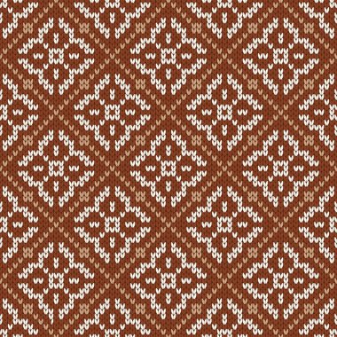 İskandinav örgü desenleri. Norveç tarzı süveter. Yün dokusu. Kış tatili geçmişi. Kar taneleriyle vektör illüstrasyonu.