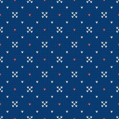 Kış örgü deseni. Kar taneleri ve noktalarla İskandinav tarzı süsler. Tatil vektör geçmişi. Elmas desenli dikişsiz doku.