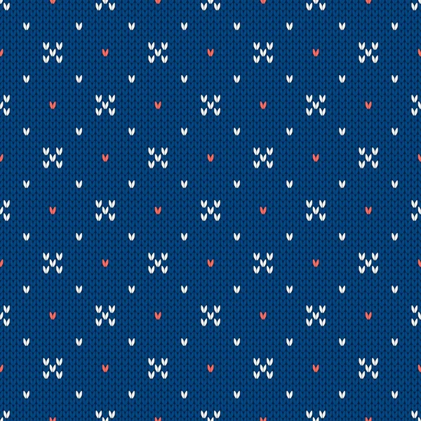 冬のニットパターン 雪片やドットと北欧の民族スタイルの装飾 休日のベクトルの背景 ダイヤモンドパターンシームレスなテクスチャ — ストックベクタ