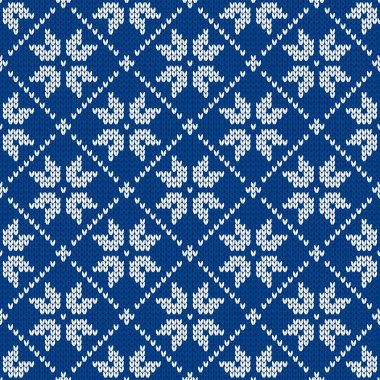 Noel ve yeni yıl geleneksel dikişsiz kar taneleri desenli. Norveç tarzı süveter. Yün dokusu. Vektör çizimi. Tatil arkaplanı.