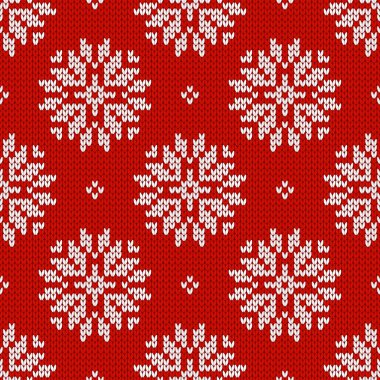 Noel ve yeni yıl geleneksel dikişsiz kar taneleri desenli. Norveç tarzı süveter. Yün dokusu. Vektör çizimi. Tatil arkaplanı.