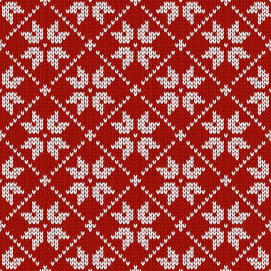 İskandinav örgü desenleri. Kar taneli Norveç tarzı süveter. Yün dokusu. Kış tatili geçmişi. Vektör illüstrasyonu.