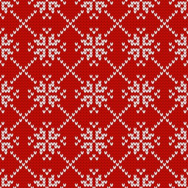 İskandinav örgü desenleri. Kar taneli Norveç tarzı süveter. Yün dokusu. Kış tatili geçmişi. Vektör illüstrasyonu.