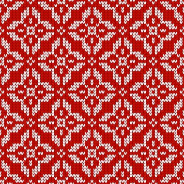 Noel ve yeni yıl geleneksel dikişsiz kar taneleri desenli. Norveç tarzı süveter. Yün dokusu. Vektör çizimi. Tatil arkaplanı.