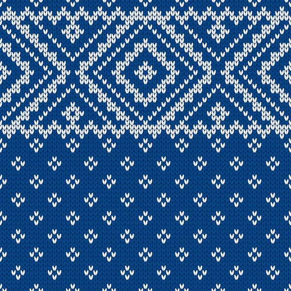 Scandinavian Knitted Seamless Pattern Norwegian Native Style Sweater Ornament Snowflakes — Stock Vector