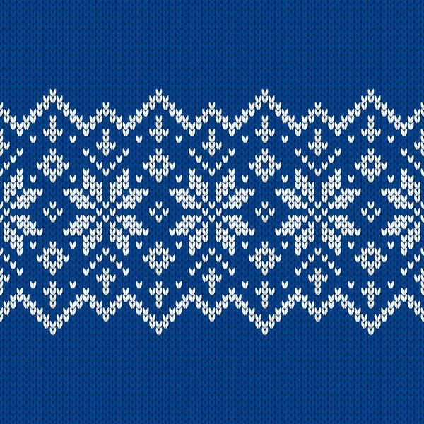 北欧ニットシームレスパターン ノルウェーのネイティブスタイルのセーター 雪の結晶で装飾 フェアアイランドのデザイン ウールの質感 冬休みの背景 ベクターイラスト — ストックベクタ