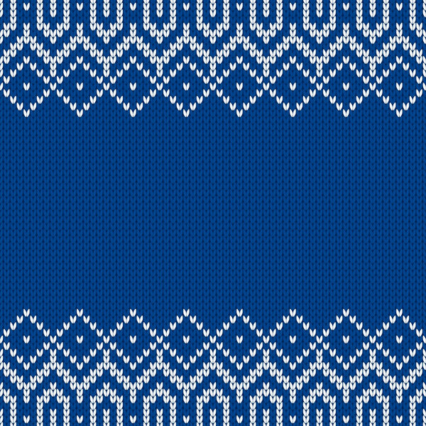 Knitwear texture. Template with empty place for text. Traditional seasonal seamless background for holiday design. Winter knitted wool sweater pattern. Christmas vector illustration.