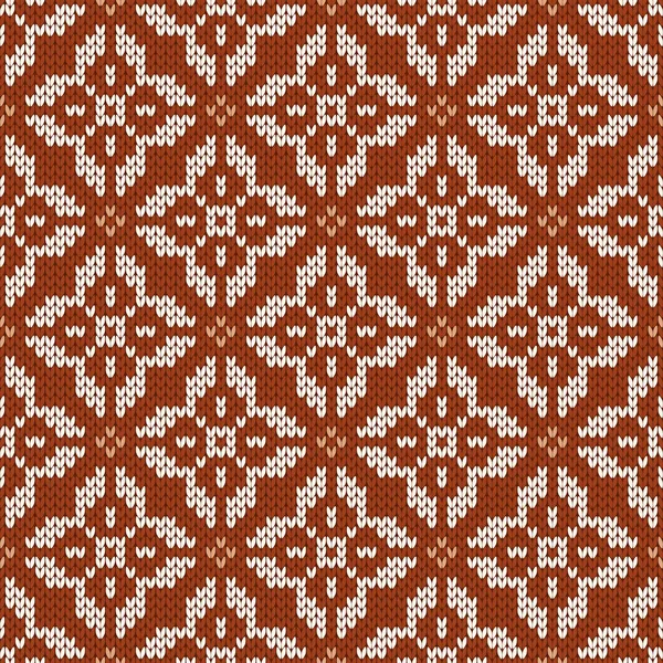 Scandinavian Knitted Seamless Pattern Norwegian Native Style Sweater Wool Texture — Stock Vector