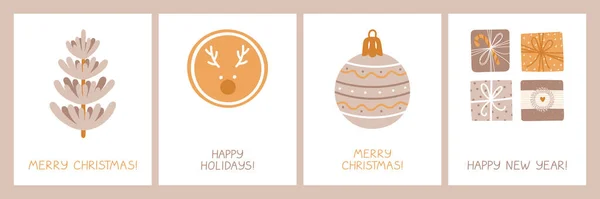 Conjunto Tarjetas Navideñas Con Galletas Caseras Navidad Con Glaseado Copo — Vector de stock