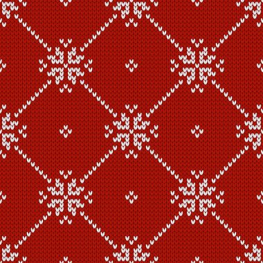 Noel ve yeni yıl geleneksel dikişsiz kar taneleri desenli. Norveç tarzı süveter. Yün dokusu. Vektör çizimi. Tatil arkaplanı.