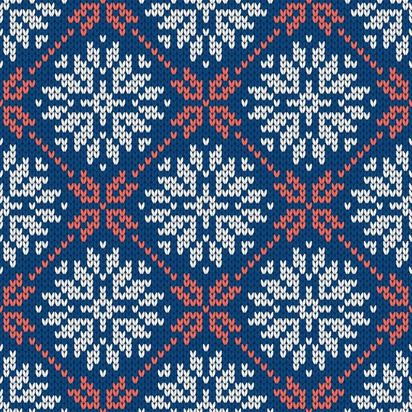 Weihnachten Und Neujahr Traditionelle Strickmuster Mit Schneeflocken Pullover Norwegischen Stil — Stockvektor