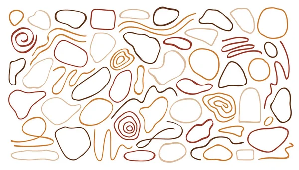 Formas Línea Abstracta Orgánica Dibujada Mano Ilustración Vectorial Colores Terracota — Vector de stock