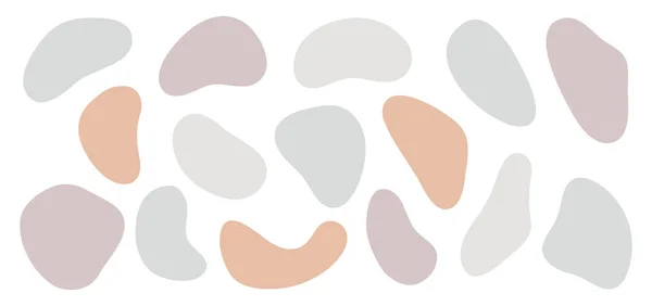 Conjunto Formas Orgánicas Abstractas Elementos Dibujados Mano Vectoriales Colores Pastel — Vector de stock