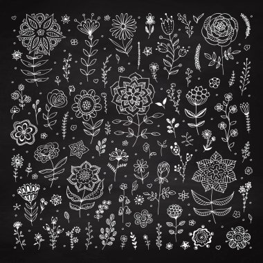 Çiçek elementleri seti.