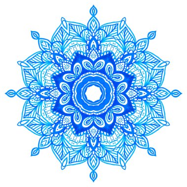 Suluboya elle çizilmiş mandala.