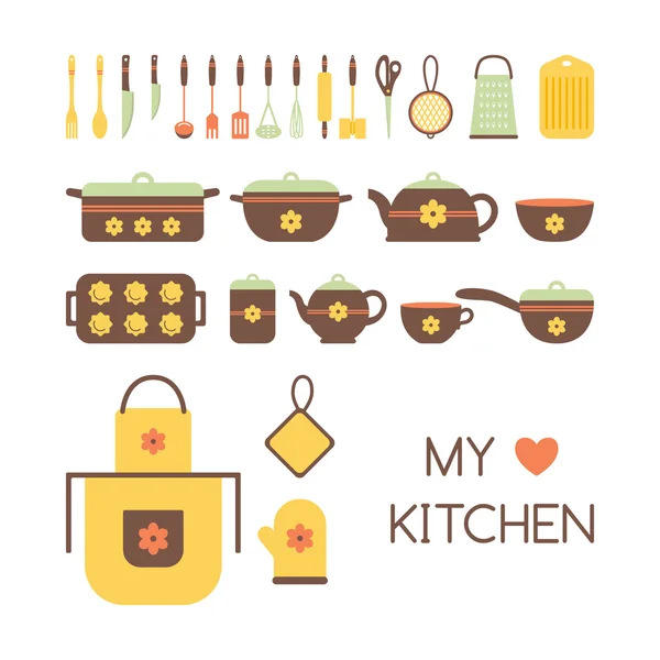 Set keukengerei en keukengerei. — Stockfoto