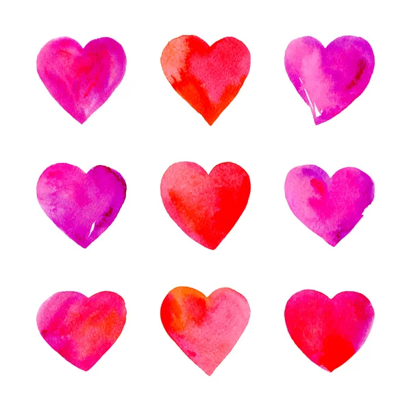 Watercolor hearts isolated. — Stock Photo, Image