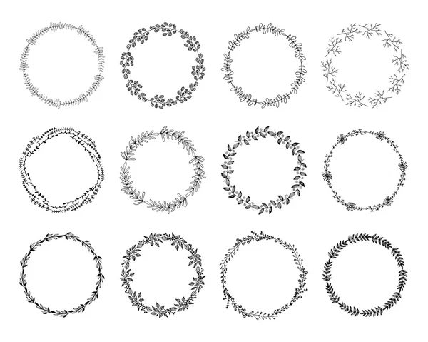 Conjunto de coroas florais . — Vetor de Stock