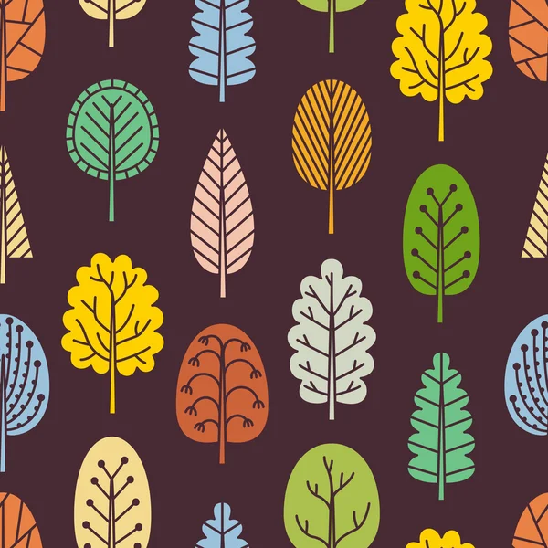 Nahtloses Muster mit handgezeichneten Bäumen. — Stockvektor