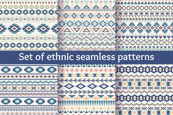 Conjunto de seis padrões étnicos sem costura . —  Vetores de Stock