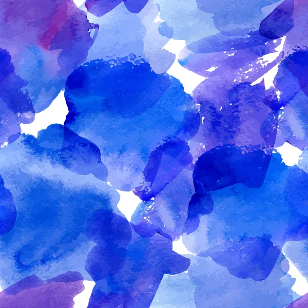 Modèle sans couture avec des taches d'aquarelle bleue . — Image vectorielle