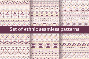 Altı etnik Dikişsiz desen seti.