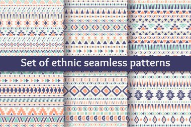Altı etnik Dikişsiz desen seti.
