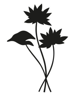 Nemfoman çiçeğinin buket silueti. Çiçek açan bir sürü yabani bitki, en az düzeyde. Tasarım projeleri için botanik el yapımı elementler. Vektör illüstrasyonu