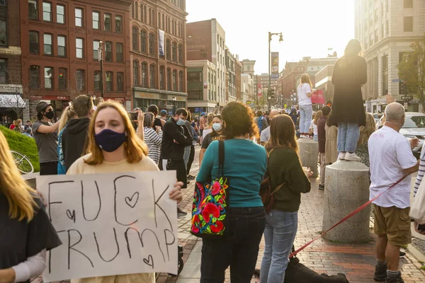 Portland Maine Usa November 2020 Mainers Vieren Joe Biden Overwinning — Stockfoto