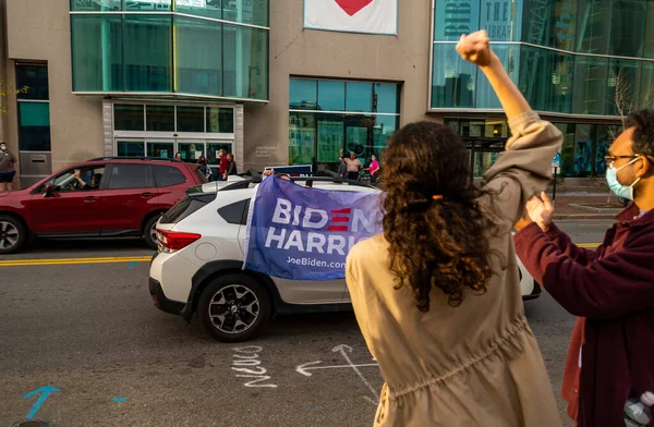 Portland Maine Usa November 2020 Mainers Celebrate Joe Biden Victory — Stock Photo, Image