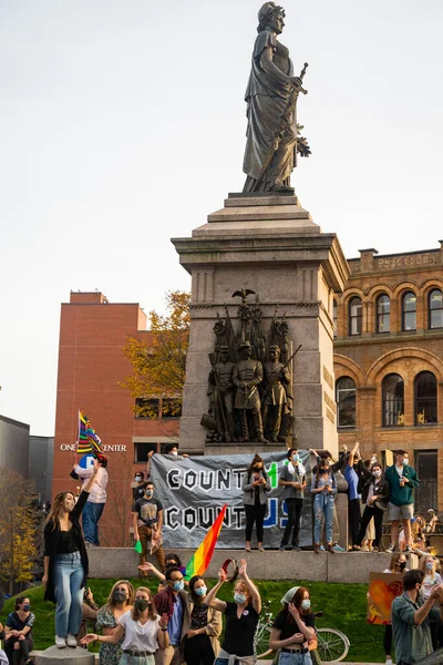 Portland Maine Noviembre 2020 Los Mainers Celebran Victoria Joe Biden — Foto de Stock