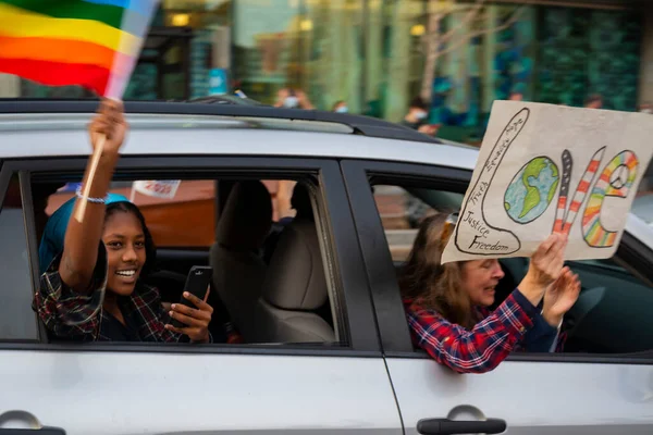 Portland Maine Usa November 2020 Mainers Vieren Joe Biden Overwinning — Stockfoto