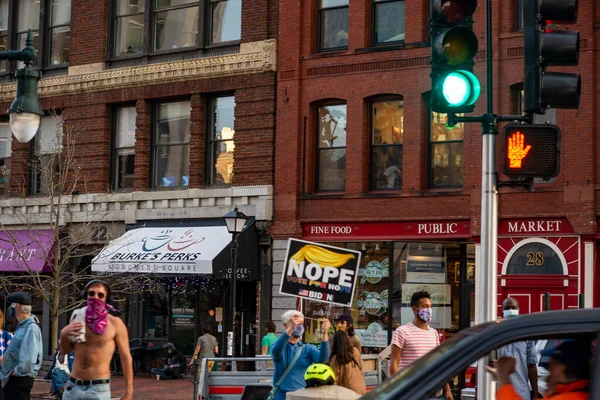 Portland Maine Eua Novembro 2020 Mainers Celebram Vitória Joe Biden — Fotografia de Stock