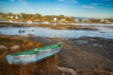 Cape Porpoise, Maine, ABD 'deki evlerin manzarası