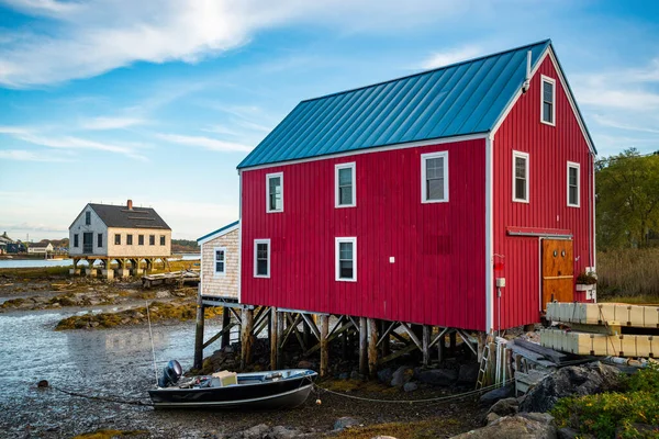 Blick Auf Die Häuser Cape Porpoise Maine Vereinigte Staaten — Stockfoto
