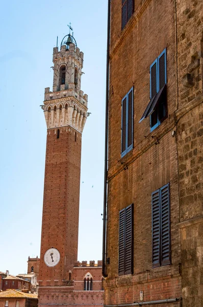 Bell Tower Palazzo Pubblico Siena Toscana Italia — Fotografia de Stock