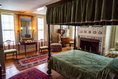 Quincy MA - 8 Temmuz 2018: Başkanlık görevi sırasında John Adams Malikanesi 'nin Quincy, MA' daki Adams Ulusal Tarih Parkı.