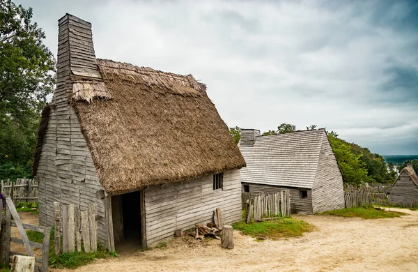 Edificios Antiguos Plantación Plimoth Plymouth Fue Primer Set Peregrinos Norte —  Fotos de Stock