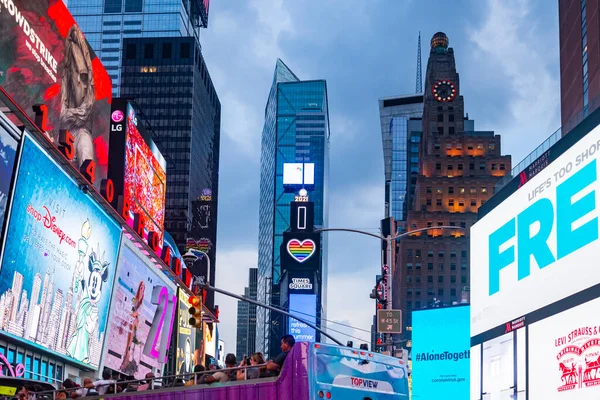 New York Juillet 2021 New York Times Square Circulation Nuit — Photo