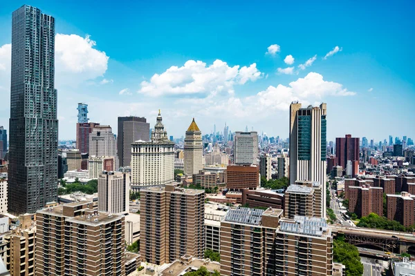 New York Vista Skyline Lower Manhattan Con Grattacieli Cielo Blu — Foto Stock