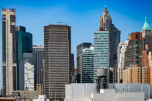 New York City Lower Manhattan Skyline View Skyscrapers Blue Sky — Photo