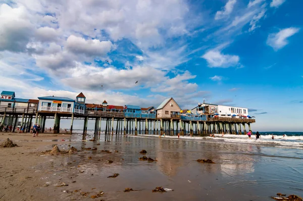 Old Orchard Beach August 2012 Historic Wooden Pier Old Orchard — 图库照片