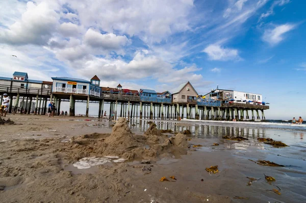 Old Orchard Beach August 2012 Historic Wooden Pier Old Orchard — 图库照片